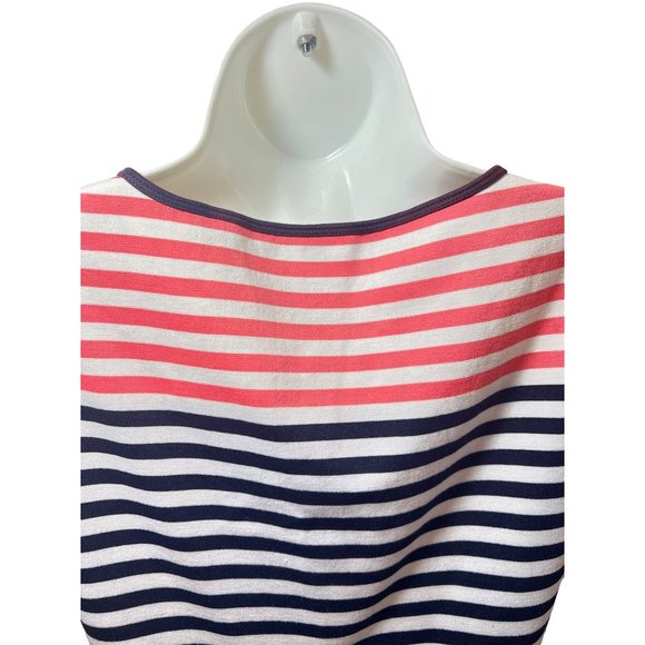 Draper James Striped Ponte Knit A Line Nassau Navy and Pink Mini Fit and Flare X - Picture 8 of 14